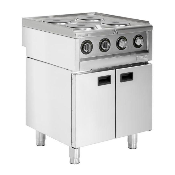 Cuisinière électrique PRO 4 plaques (Ø)180 mm, sur meuble fermé 2 portes, 7000 W, 400 V - TRI_0