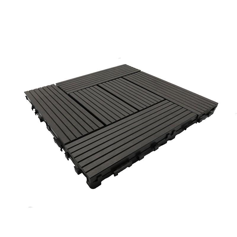 Dalle de terrasse en bois composite Classic 30x30 cm - Gris carbone - Épaisseur totale 21 mm - Surface couverte 0.091 m² par dalle_0
