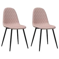 Décoshop26 - Set de 2 chaises de salle à manger coutures losange en tissu velours rose DEC025574 - 3000255322008_0