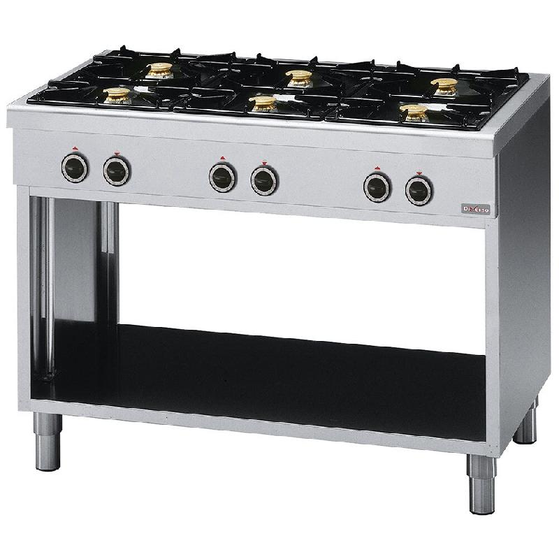 Diamond - Fourneau avec 6 feux vifs, sur armoire ouverte - réf. WR-6B11-66 - gris inox AKS-WR-6B11-66_0