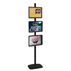 Edimeta Porte-affiches / Porte-messages Cadro-Clic® 3 cadres A3 sur pied H 180 cm noir - noir aluminium 214010NR_0