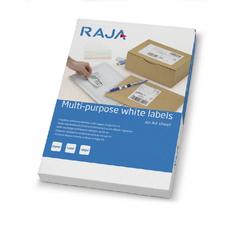 ÉTIQUETTES MULTI-USAGES RAJA ADHESION PERMANENTE - COINS DROITS VIFS - 105 X 35 MM - BLANC (BOÎTE 1600 UNITES)