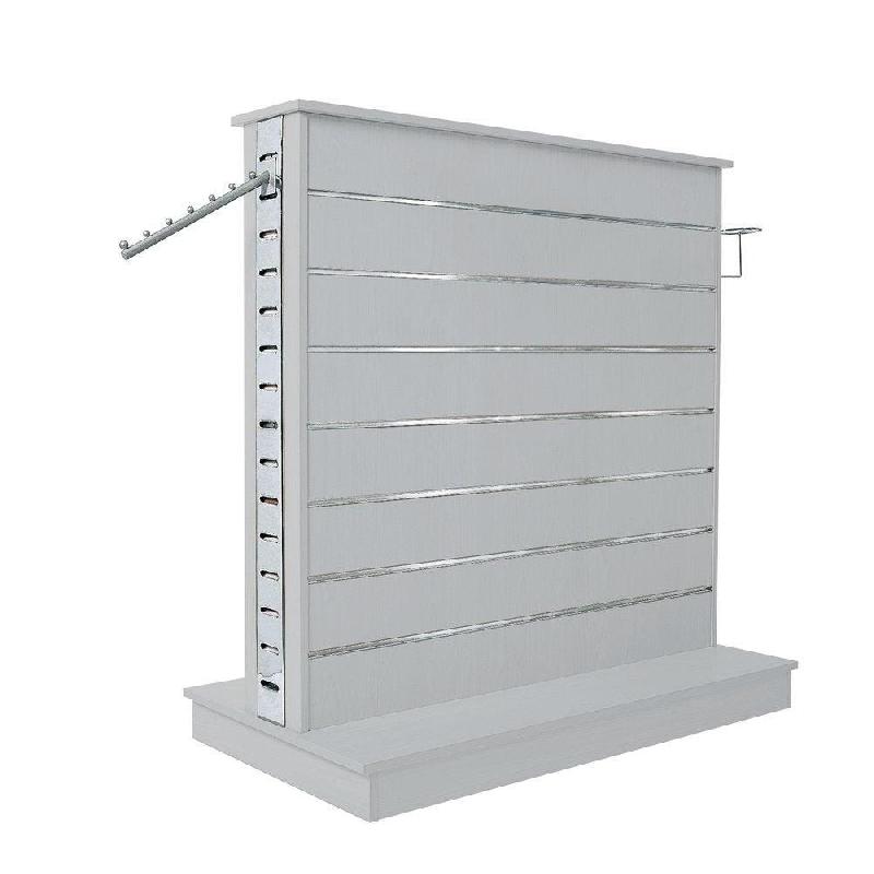 Gondole double face L125xP67,5xH135cm - Gris alu - Montant métal chromé - MDF_0