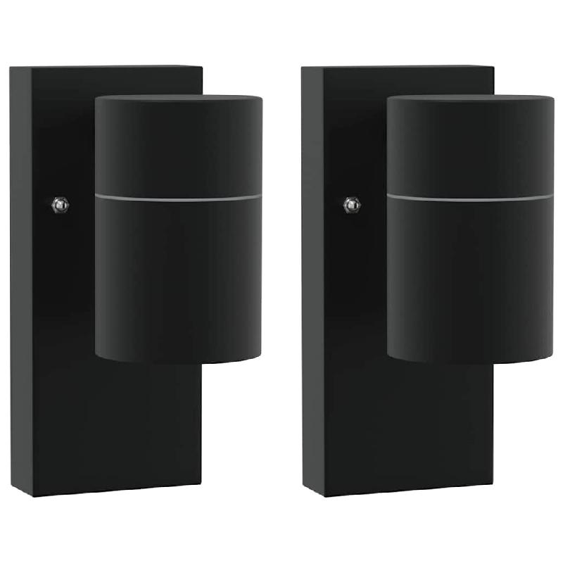 Helloshop26 - Lot de 2 appliques murales extérieures design minimaliste 6,5 x 10,5 x 16 cm en acier inoxydable noir 02_0056536 - noir inox 3000239567_0