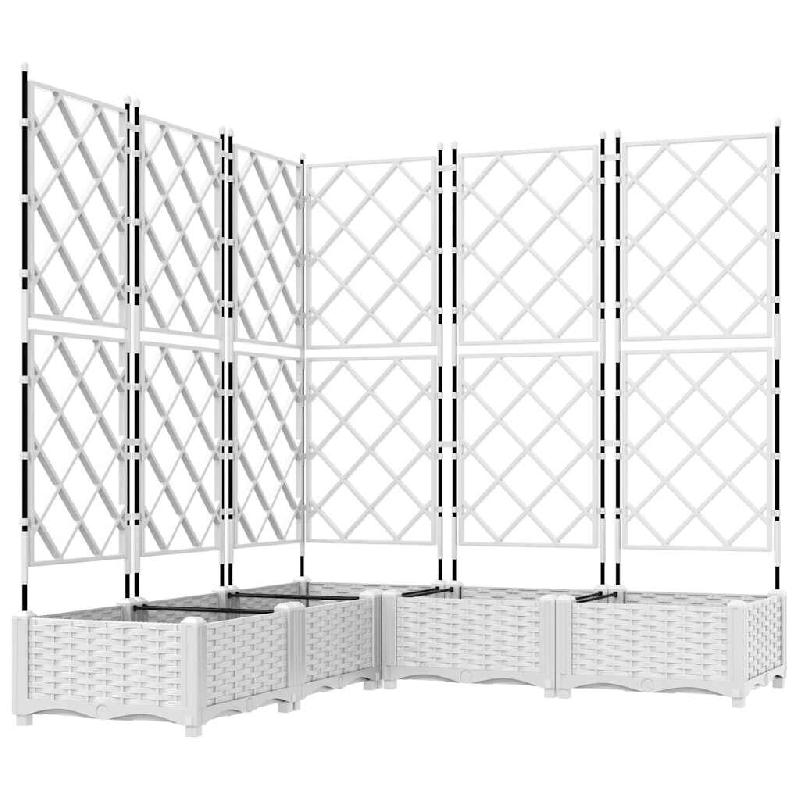 Helloshop26 - Lot de 5 cache-pots de jardin modernes extérieurs 120 x 120 x 125,5 cm en acier blanc 02_0058605 - blanc acier 3000240680571_0