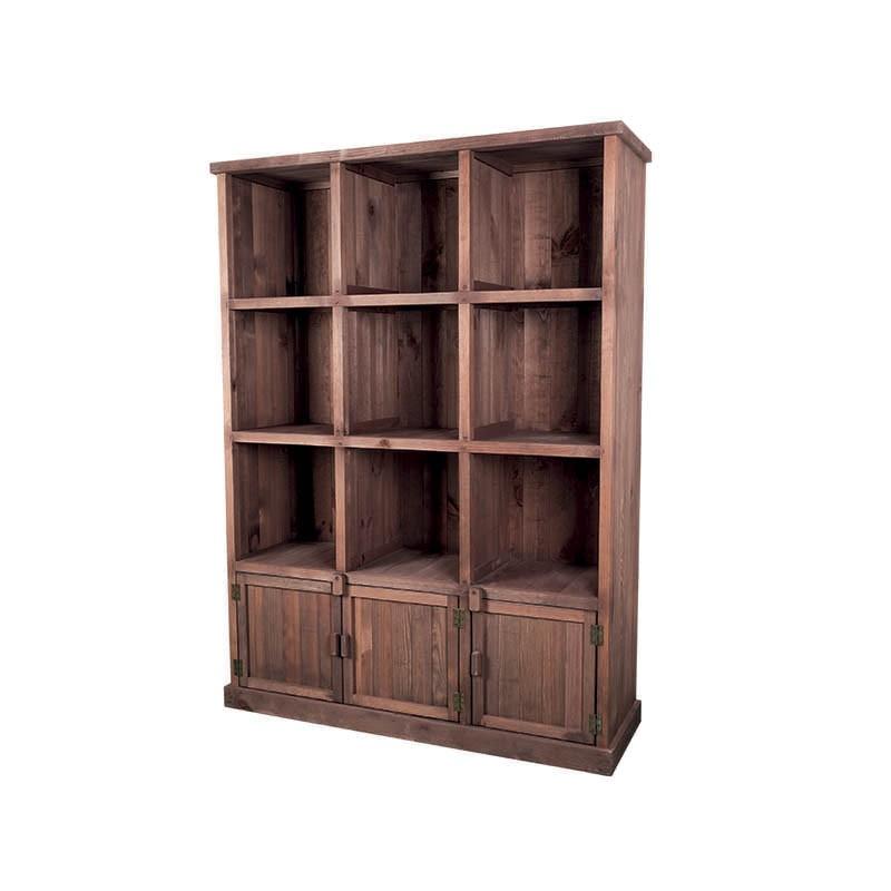 Meuble Présentoir pin 9 cases 3 portes Madera - GRIS_0