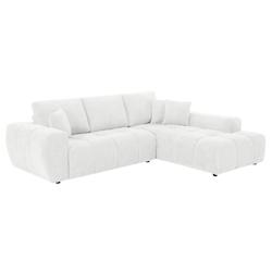 Oviala Business Canapé d'angle avec méridienne droite en tissu 3 places écru - blanc polyester 113383_0