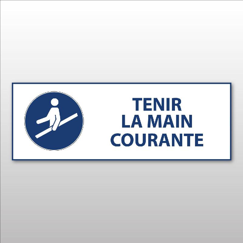 PANNEAU D'OBLIGATION ISO 7010 - TENIR LA MAIN COURANTE - M012  - 450 X 150 MM - VINYLE SOUPLE AUTOCOLLANT - LOT DE 2