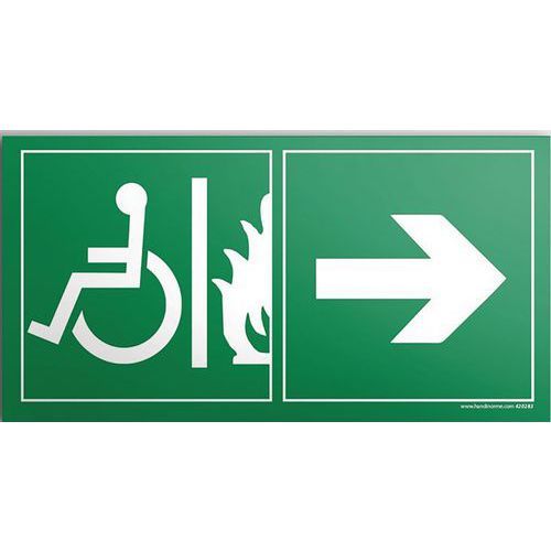 PANNEAU ÉVACUATION HANDICAPÉ SORTIEDROITE PVC 300X150MM