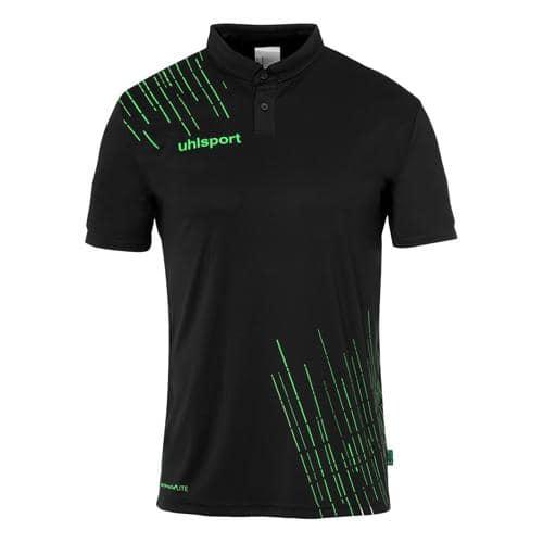 POLO POLYCOTON ENFANT - UHLSPORT - SCORE 26 NOIR/VERT FLUO