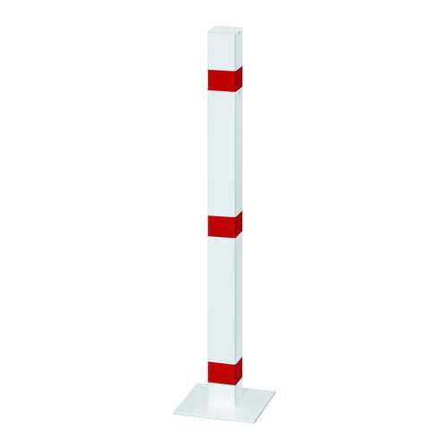 POTEAU ACIER LAQUÉ 70X70 MM BLANC ROUGE SUR PALTINE - CROSO
