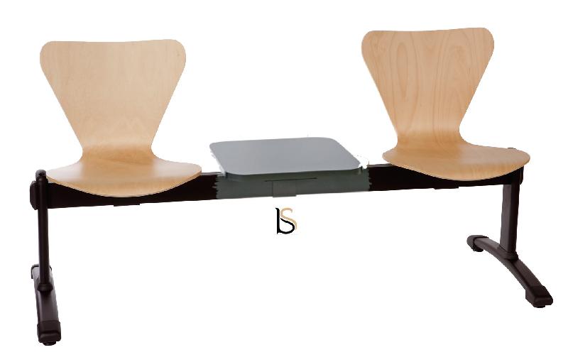 Poutre d'accueil Plum avec assises bois. - 2 places + 1 tablette_0