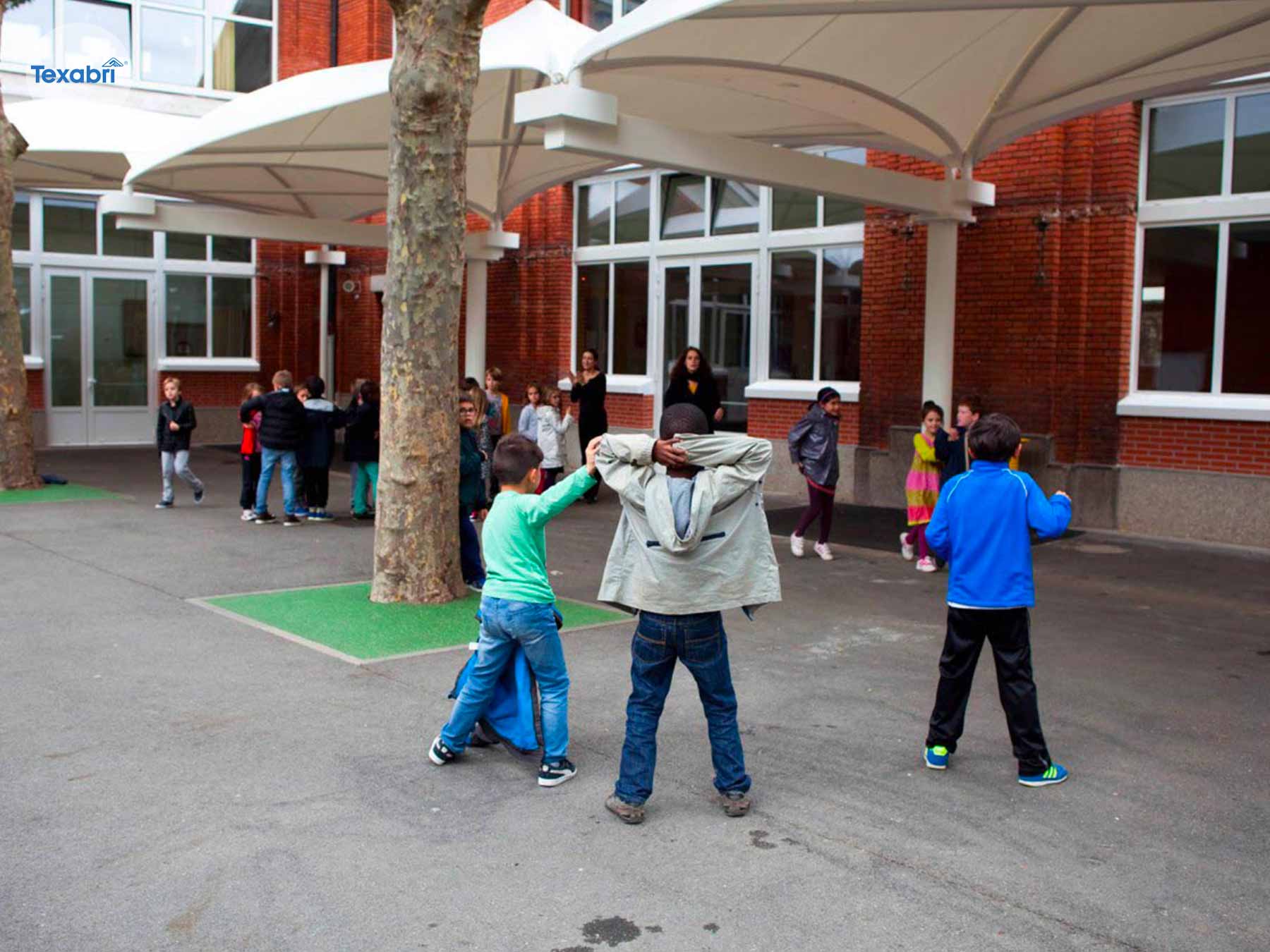 Préau d'école Texabri - Solution personnalisable et sécurisée, conforme aux normes CTS/NV665/Eurocodes_0