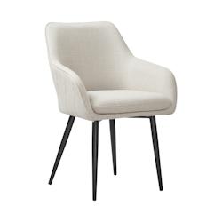 SalesFever Chaise de salle à manger | Revêtement en tissu structuré | Pieds de chaise en métal | L 61 x P 60 x H 85 cm | beige – noir - multicol_0