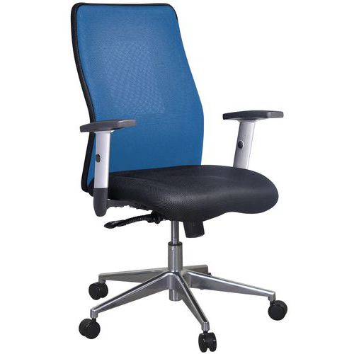 SIÈGE DE BUREAU ALU/MANUTAN - TISSU - BLEU