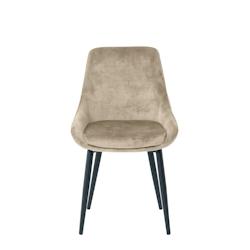 SIT Möbel Ensemble de 2 chaises en velours SIT | Accoudoirs indiqués | Revêtement en velours beige | Pieds en métal noir | L 48 x P 57 x H 84 cm -_0