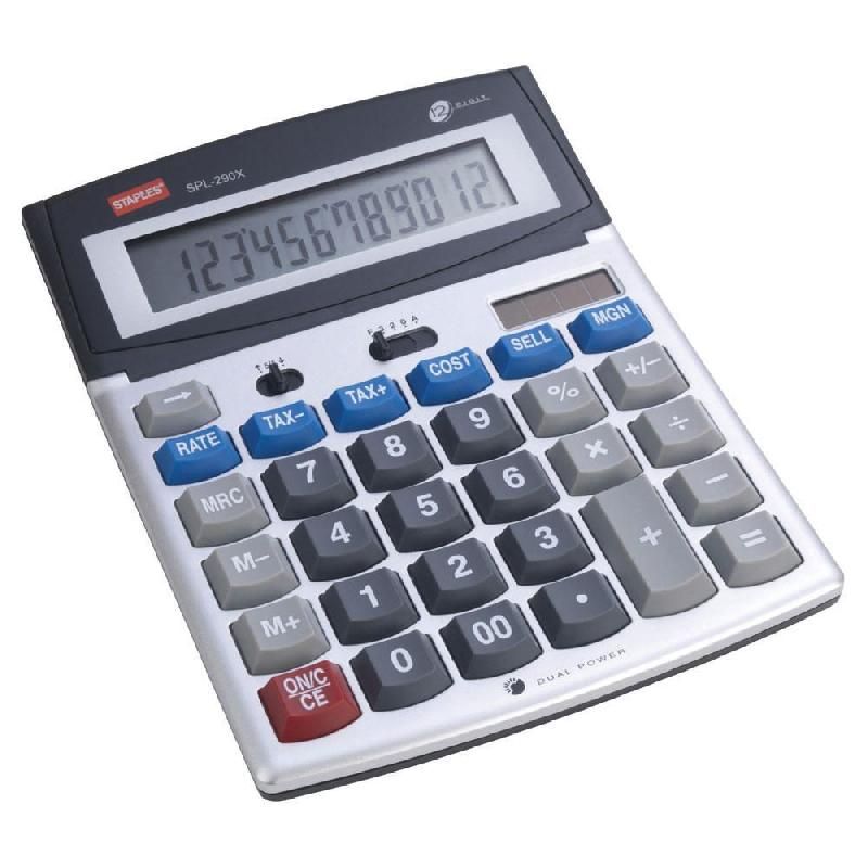 STAPLES CALCULATRICE DE BUREAU À 12 CHIFFRES SPL-290X EN ALUMINIUM