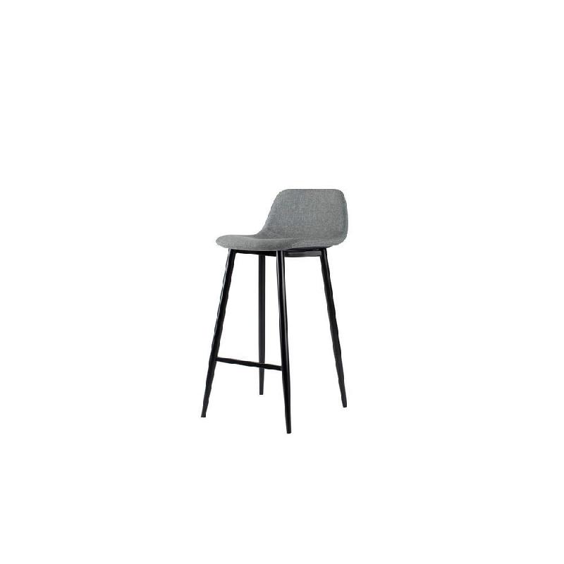 TABOURET MUST - PIETEMENT ACIER NOIR - ASSISE TISSU 100% POLYESTER GRIS - CARTON 2 UNITES - LOT DE 2