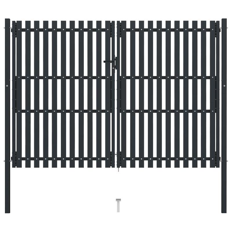 Vidaxl portail de clôture à double porte acier 306x250 cm anthracite 146355_0