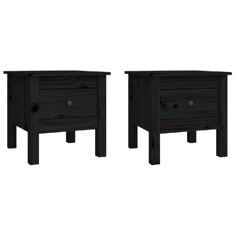 VidaXL Tables d'appoint 2 pcs Noir 40x40x39 cm Bois massif de pin Modèle Balcon Sigma Plus - 813793_0