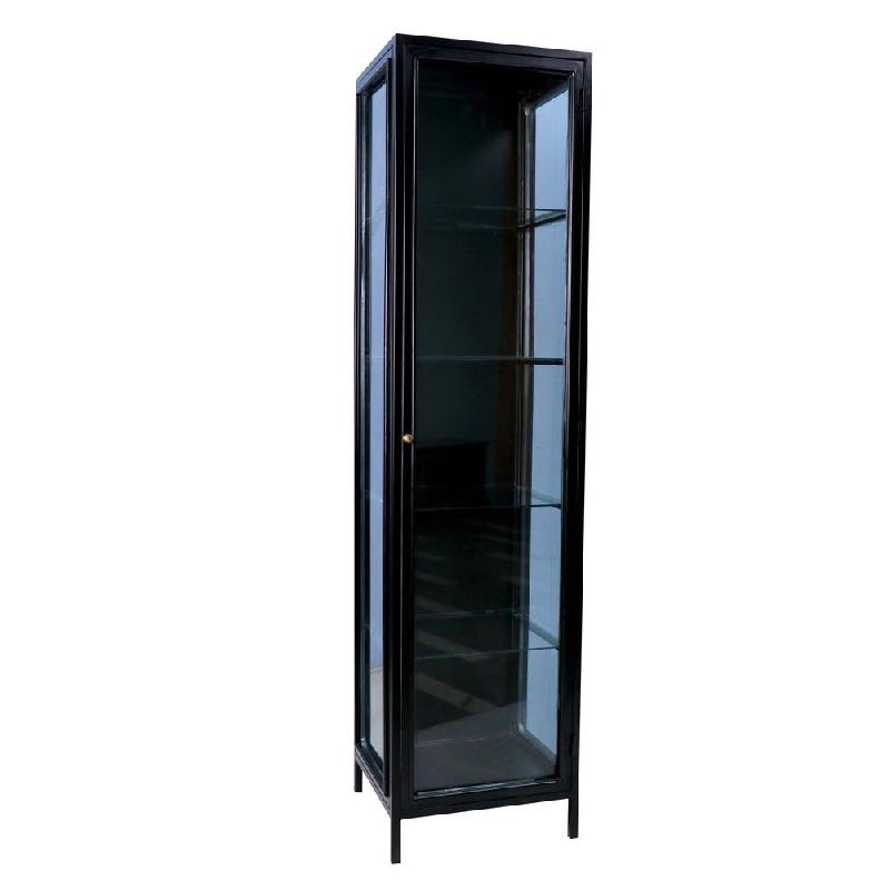 Vitrine colonne Black Reflexion metal noir 4 tablettes verre 45x40x180 cm_0