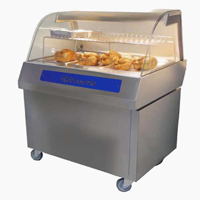 Vitrine de présentation sur meuble à roulette inox 3 bacs GN 1/1 (Couleur: Bleu Réf - MAPHOT1080R-5010-bl-12)_0