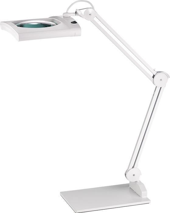 Éclairage à loupe LED - lentille en verre 190,5 mm (7,5 po) - pied de support blanc - tête angulaire avec cache_0