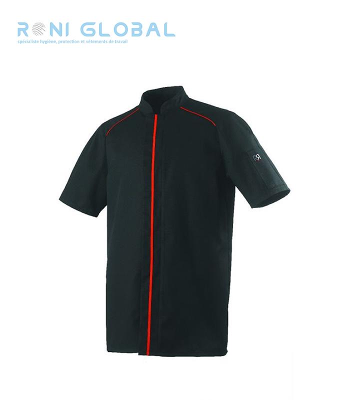 Veste de cuisine unisexe manches courtes en polyester et coton - col officier, 1 poche, modèle APPOLLO MC ROBUR_0