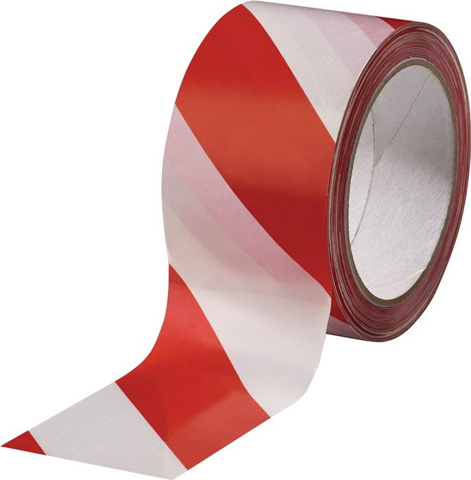 Bande de marquage d'avertissement PVC rouge/blanc longueur 66 m largeur 60 mm rouleau BURMANN_0