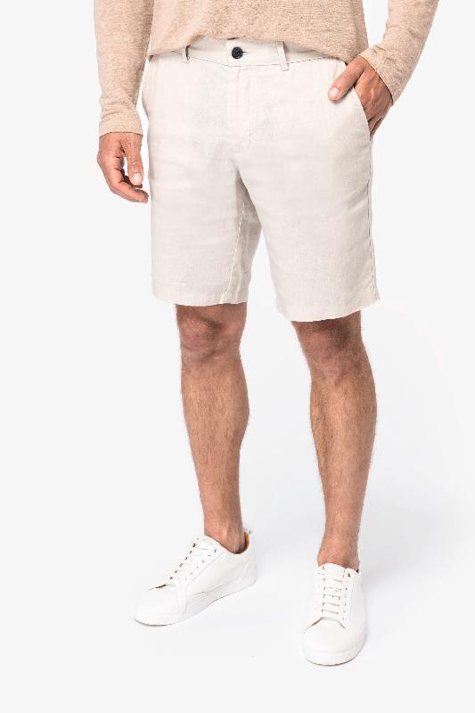 Bermuda en lin homme - Native Spirit - Réf: NS711 - Tissu durable, thermorégulateur et léger_0