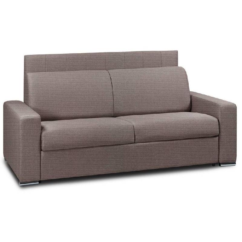 CANAPÉ LIT 4 PLACES LEVALLOIS EXPRESS LATTES 160CM MATELAS 16 CM TÊTE DE LIT INTÉGRÉE MARRON_0