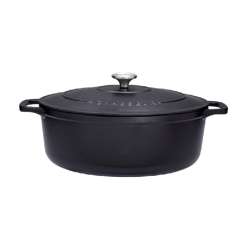Cocotte ovale 33 cm chasseur noir interieur noir 700 cl Ovale Fonte émaillée Chasseur 41x26 cm - noir 3244334733013_0