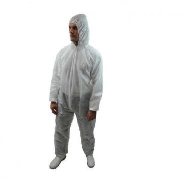 Combinaison jetable blanche en polypropylène - 40 g/m² - Type 5 - KOLMI HOPEN - avec cagoule élastiquée_0