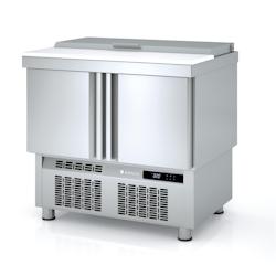CORECO Meuble Saladette 2 Portes Avec Plaque De Travail Polyethylene - 0/+8 - 915X700X890 - Int Et Ext Aisi 304 - Dessus Inox Rabattable MFS-100 - Aci_0