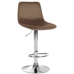 Décoshop26 - Tabouret de bar x1 repose-pieds en métal confortable en forme d'arc assise en velours marron 10_0004777 - marron 3000252284606_0
