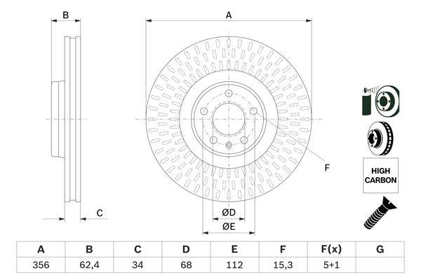 Disque de frein ventilé Bosch 0986479E39 - côté avant - boîte de 1 disque_0