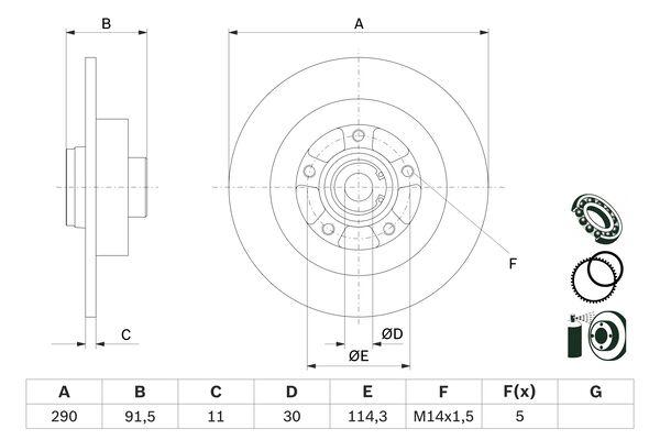 Disque de frein Bosch 0986479F24 - Arrière - Type plein_0