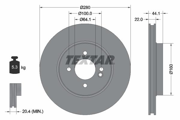 Disque de frein Textar 92157903 - ventilé de l'intérieur - boîte de 1 disque_0