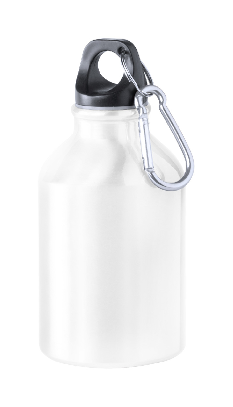 Gourde de sport en aluminium - 300 ml avec mousqueton - Couleur blanche - 58 gr_0