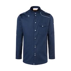 Karlowsky - Veste de cuisine stylée homme, manches longues, marine, taille 50, fermeture boutons-pression, coutures contrastées_0