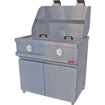 Mika/2-mc - Friteuse professionnelle gaz 2 cuves rondes - Diamond - 960x870x930/1507mm - 13 litres par cuve - 27520 kcal/h_0