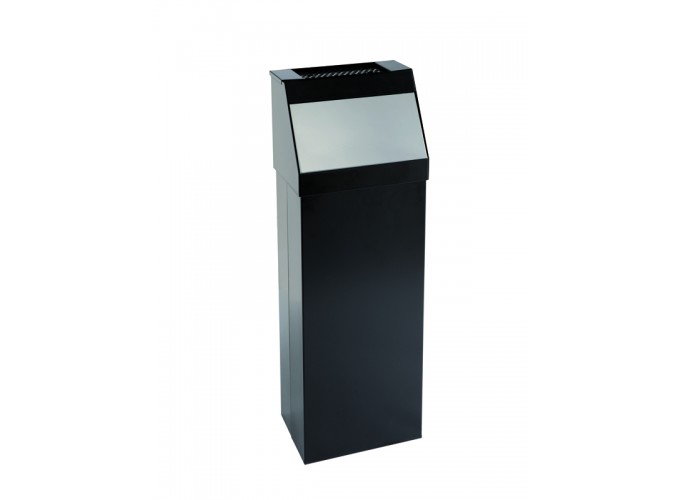 Poubelle à trappe avec cendrier - 50L - fixation murale - acier poudré epoxy - réf. ESH790457_0