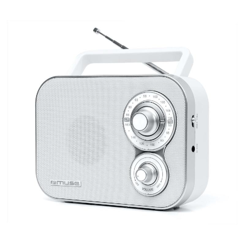 RADIO PORTABLE MUSE M-051-RW -  Coloris blanc - Antenne FM pivotante - Volume Marche/Arrêt rotatif - Poignée de transport - 3666638040442_0
