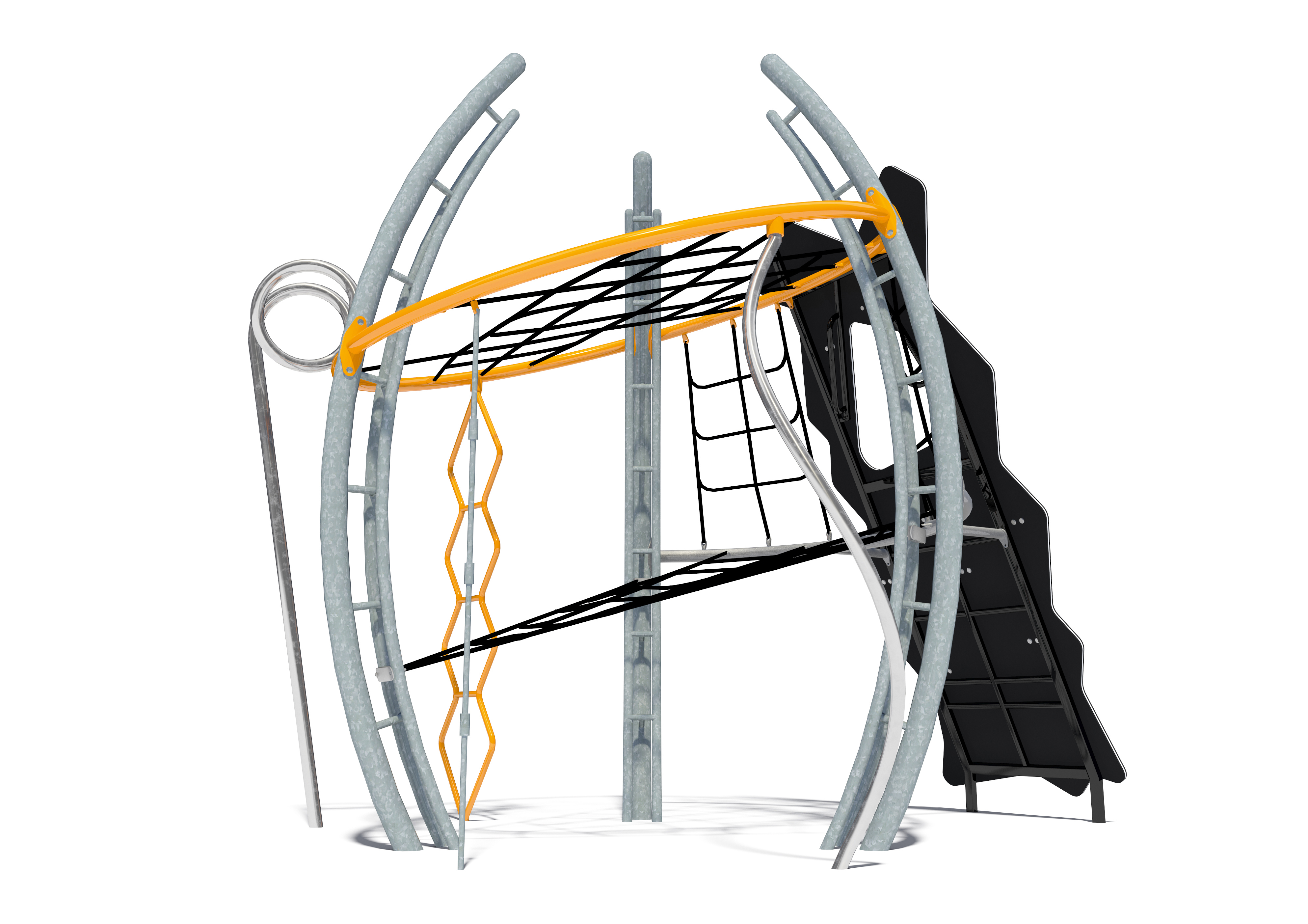 Structure multi-jeux pour enfants 7 à 16 ans - Nexus Core 8019684 - Hags - Jaune, scellement béton_0