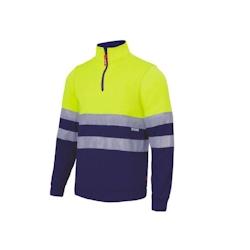 Sweat col zippé bicolore haute visibilité VELILLA jaune|marine T.L Velilla - L polyester 8434455386488_0