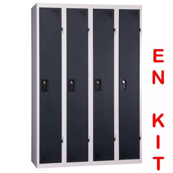 Vestiaire industrie propre - 4 cases - livré démonté - couleur anthracite - Marque Rolléco_0