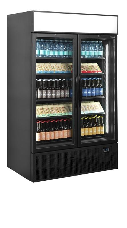 Vitrine réfrigérée noire - gamme FSC BLACK - 2 portes avec caisson lumineux - finition contemporaine et froid ventilé_0