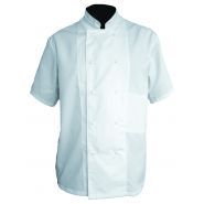 17B - Veste de cuisine manches courtes - PBV PRO - blanc - polyester/coton 65/35_0