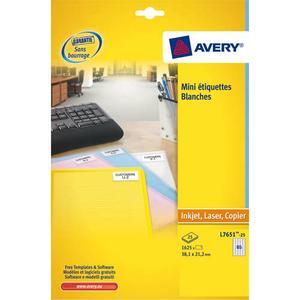 Avery boîte de 1625 étiquettes laser blanc 38,1x21,2 l7651-25_0