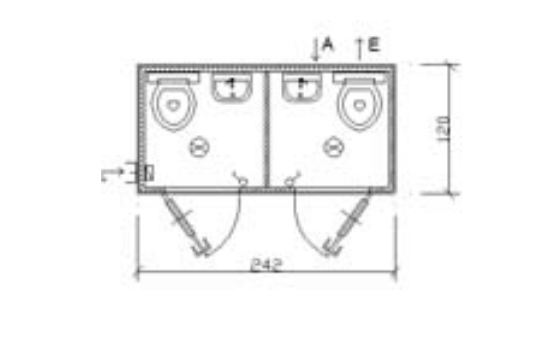 Bungalow de chantier ss1 - sanitaire aménagé avec 2 WC et 2 lavabos_0